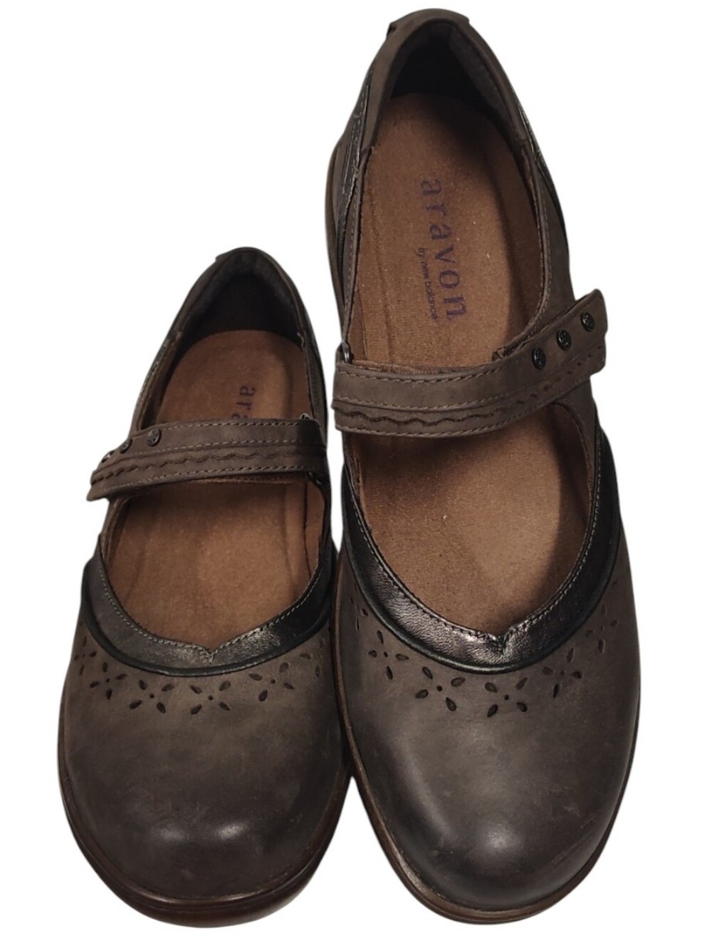 Aravon Dolly Mary Jane Comfort Orthotic Shoes | Brown Leather | Size 10